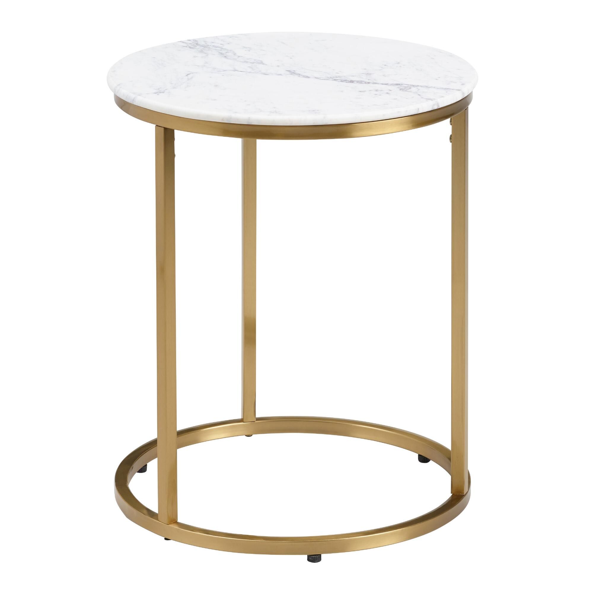 Round White Marble Milan Accent Table thumbnail 2