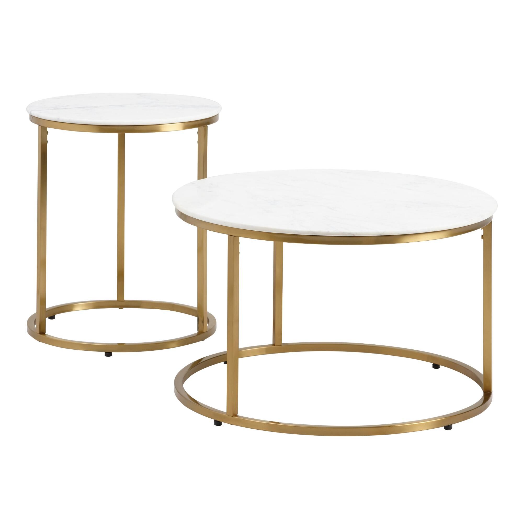 Round White Marble Milan Accent Table thumbnail 3