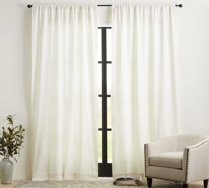 Emery Linen Cotton Rod Pocket Blackout Curtain Ivory thumbnail 4