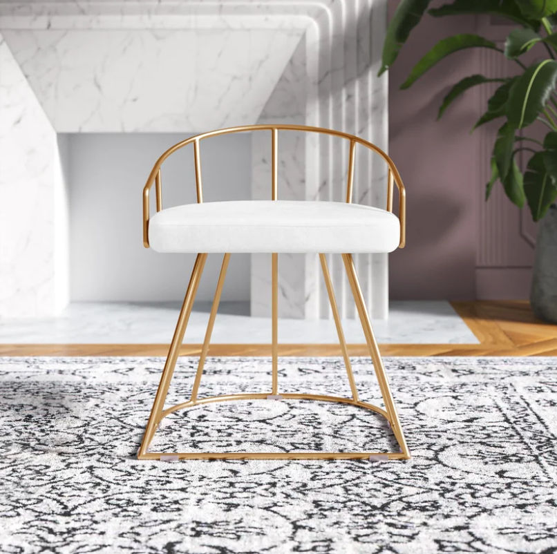 Cortez Metal Glam Contemporary Vanity Stool thumbnail 2