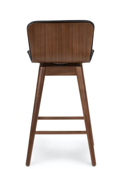 Sede Black Leather Walnut Swivel Counter Stool thumbnail 2