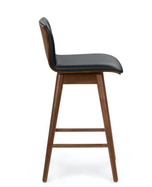 Sede Black Leather Walnut Swivel Counter Stool thumbnail 3