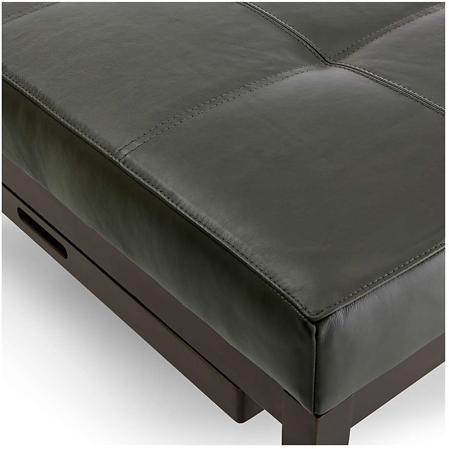 Nash Leather Tufted Square Ottoman with Tray thumbnail 2