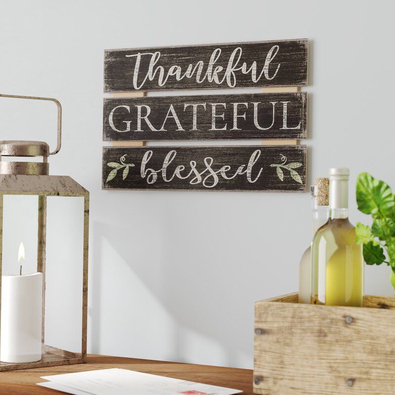 Thankful Grateful Blessed Wood Sign Wall Decor thumbnail 2