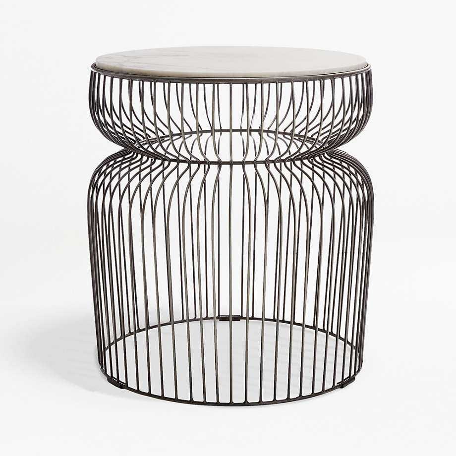Spoke Marble Graphite Metal End Table thumbnail 3