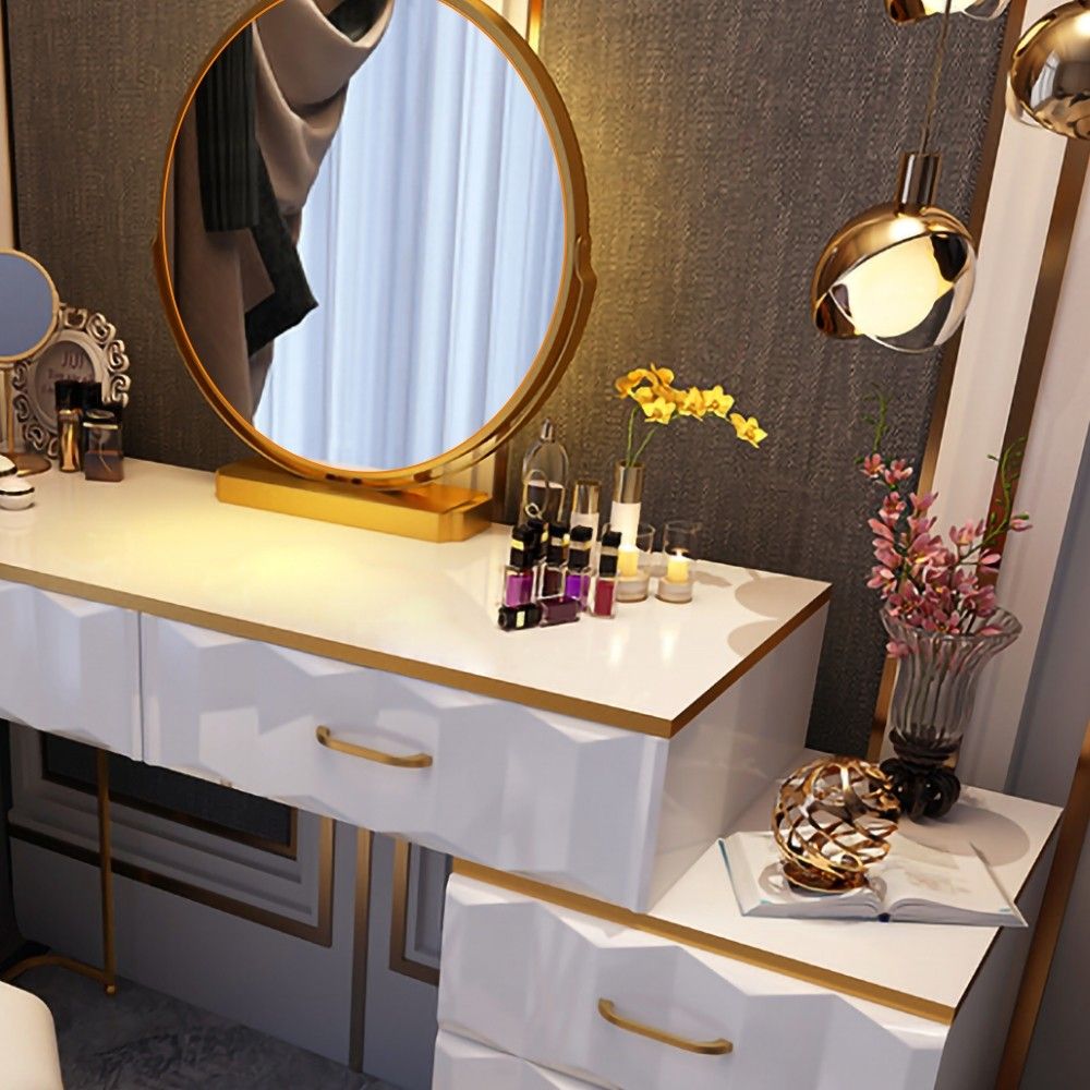 Modern White Makeup Vanity Expandable Dressing Table thumbnail 3