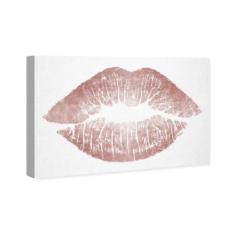 Fashion and Glam Rose Gold Solid Kiss Lips Unframed-36"x54" thumbnail 2