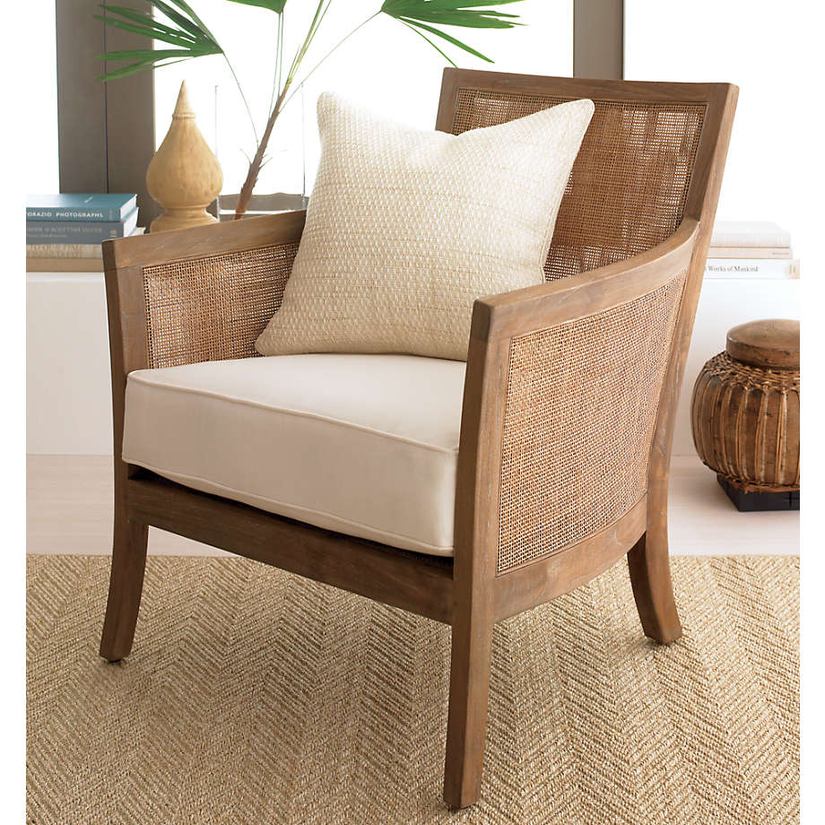 Blake Grey Wash Rattan Chair with Fabric Cushion thumbnail 3