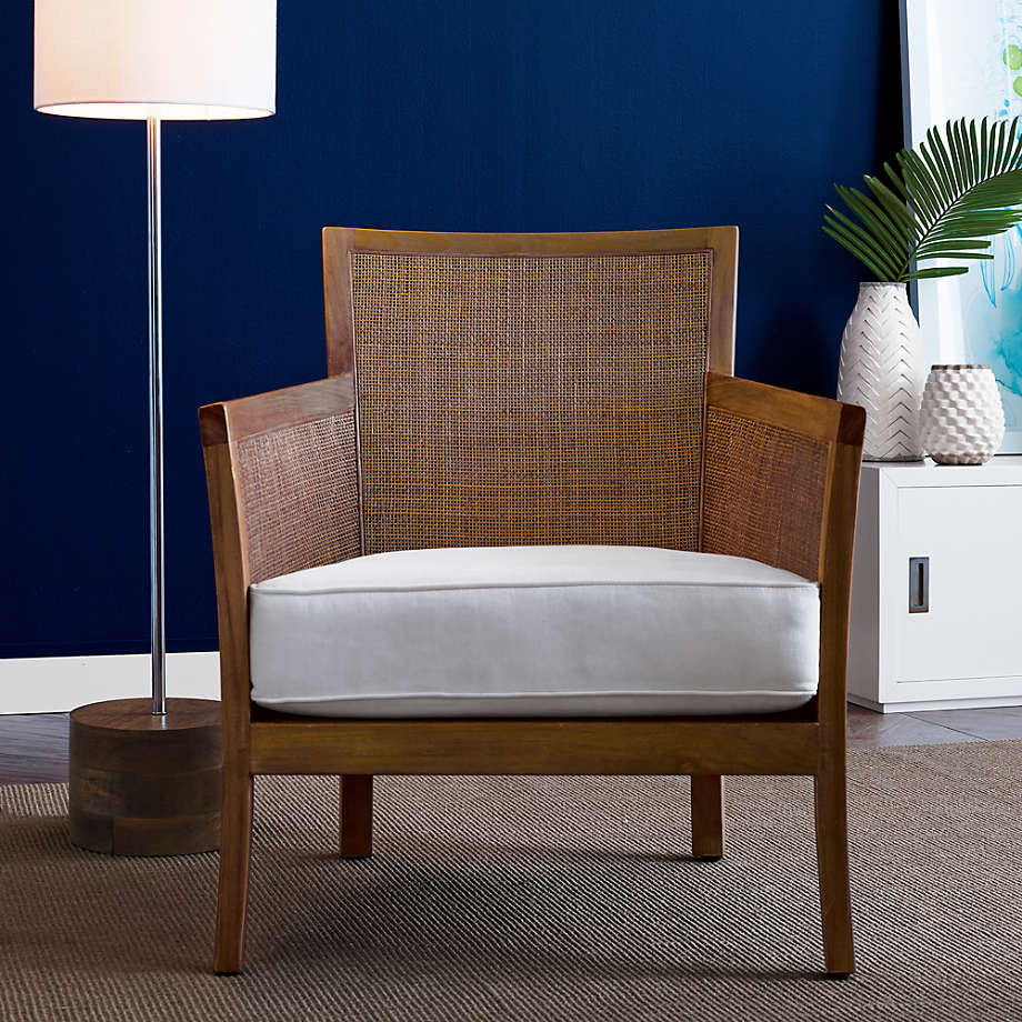 Blake Grey Wash Rattan Chair with Fabric Cushion thumbnail 4