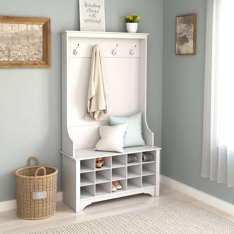 Howlett Hall Tree with Shoe Storage White thumbnail 7