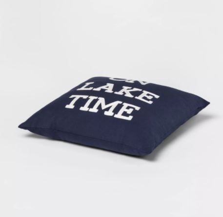 On Lake Time Square Throw Pillow Navy thumbnail 2