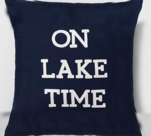 On Lake Time Square Throw Pillow Navy thumbnail 3