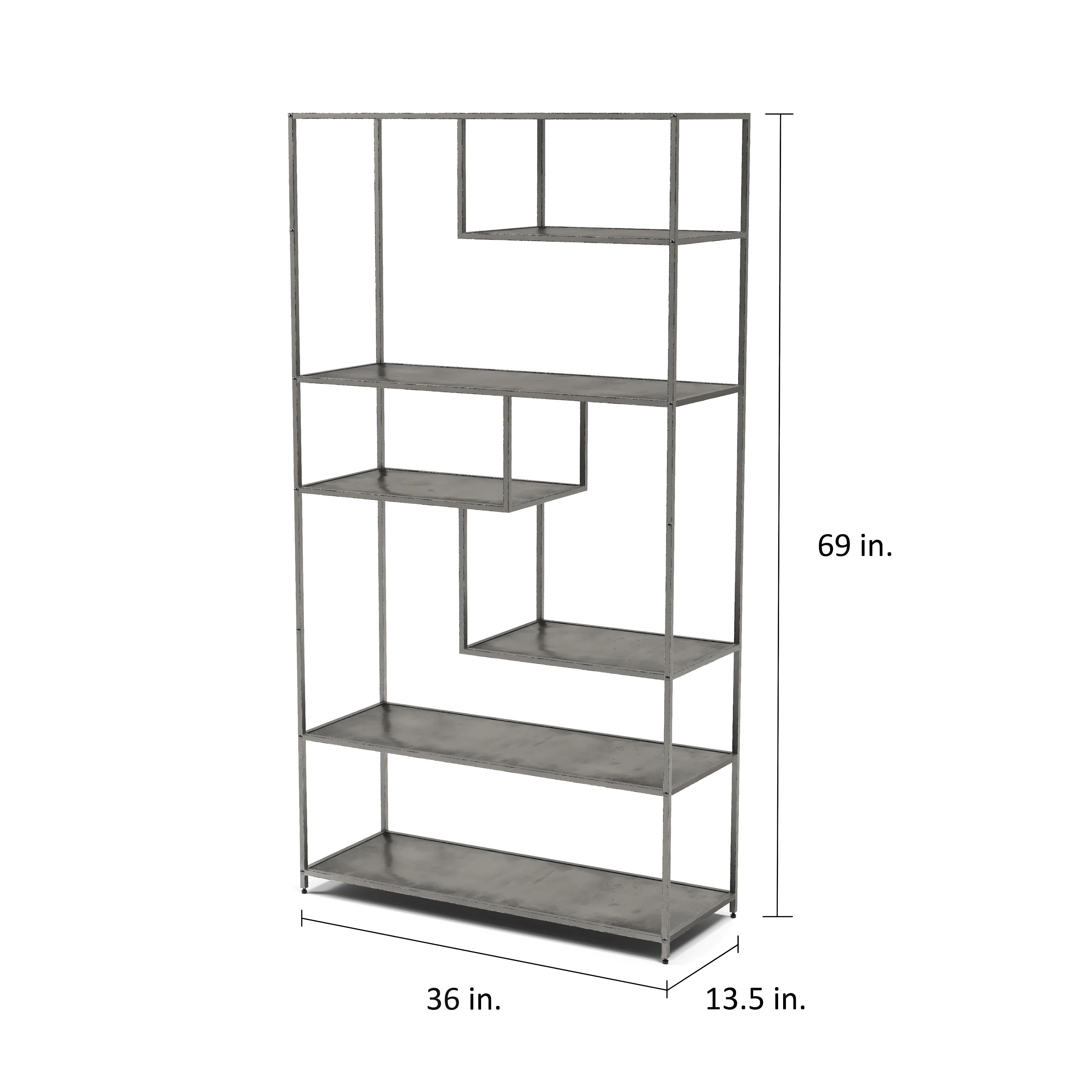 Furniture of America Zaur Grey Metal Tiered Bookshelf thumbnail 2