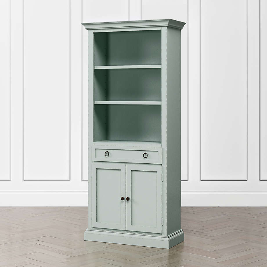 Cameo Blue Grey Storage Bookcase with Full Crown thumbnail 2