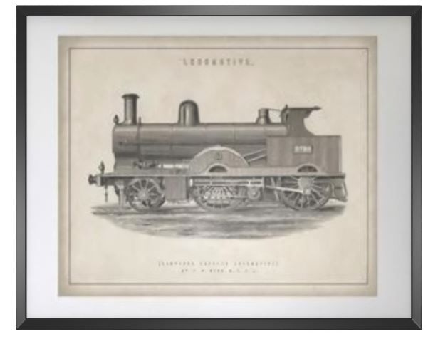 1891 Antique Locomotive Print With Frame thumbnail 3