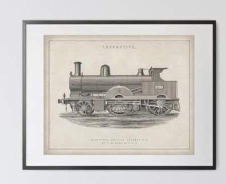 1891 Antique Locomotive Print With Frame thumbnail 4