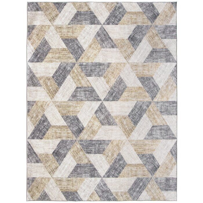 Alberich Geometric Flatweave Tan Gray Ivory Area Rug thumbnail 2