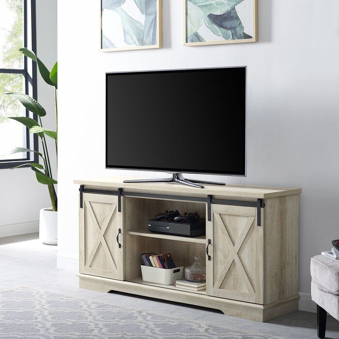 Berene TV Stand for TVs White Oak thumbnail 2