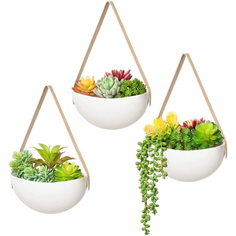 Kjetil 3 Piece Ceramic Hanging Planter Set thumbnail 3
