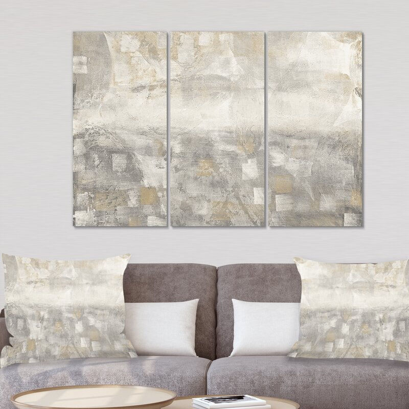 Gray Abstract Watercolor Print Multi Piece Canvas thumbnail 3