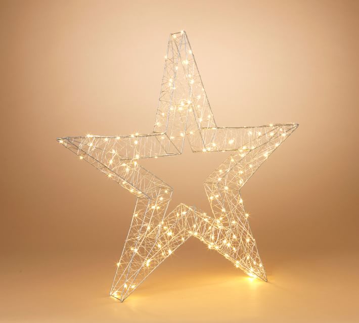Light Up LED Indoor Outdoor Wire Star Ornament thumbnail 2