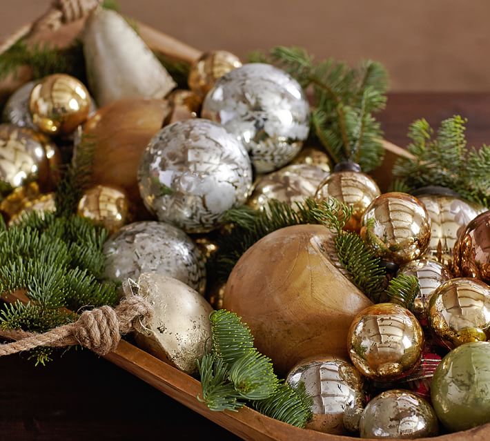 Mercury Glass Ball Ornaments Gold thumbnail 3
