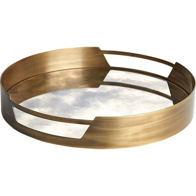 MARCELLA BRASS ANTIQUE MIRROR TRAY thumbnail 2