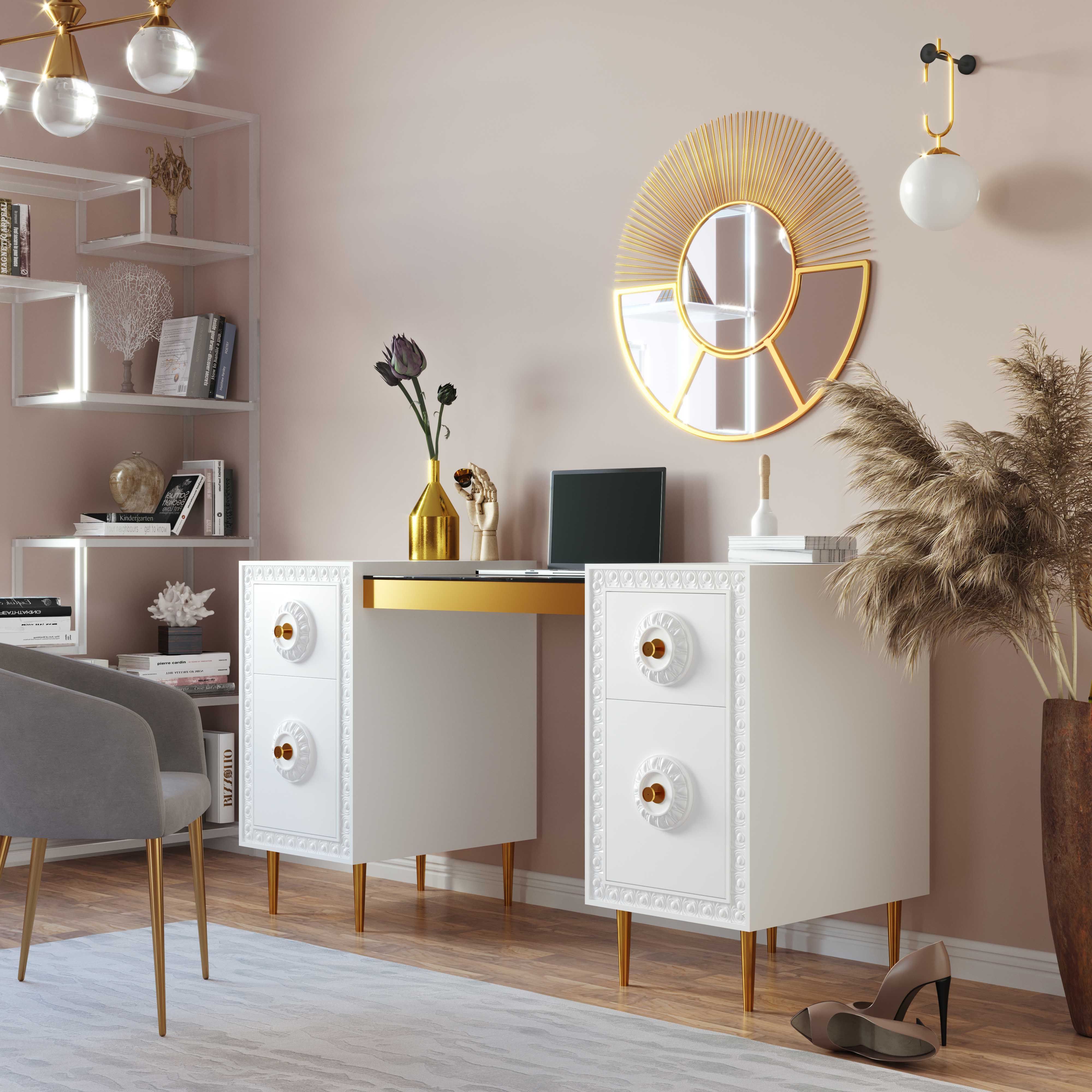  Bovey White Lacquer Desk thumbnail 3