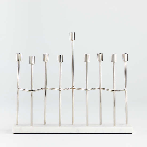 Orli Silver Menorah with Marble Base thumbnail 3