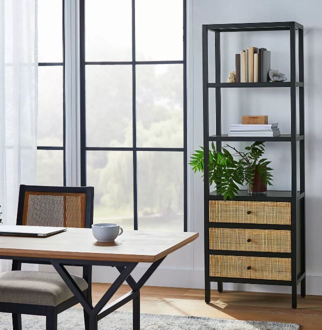 Springville Bookshelf with Drawers Black thumbnail 2