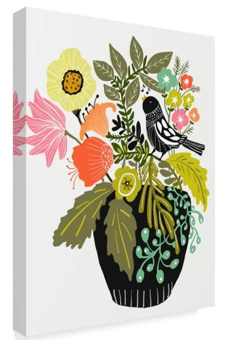 Singing Bird by Karen Fields Graphic Art on Canvas Unframed thumbnail 2