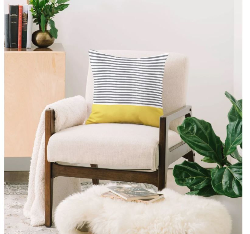 Hello Twiggs Watercolor Stripes Square Throw Pillow With Insert-18"x18" thumbnail 2