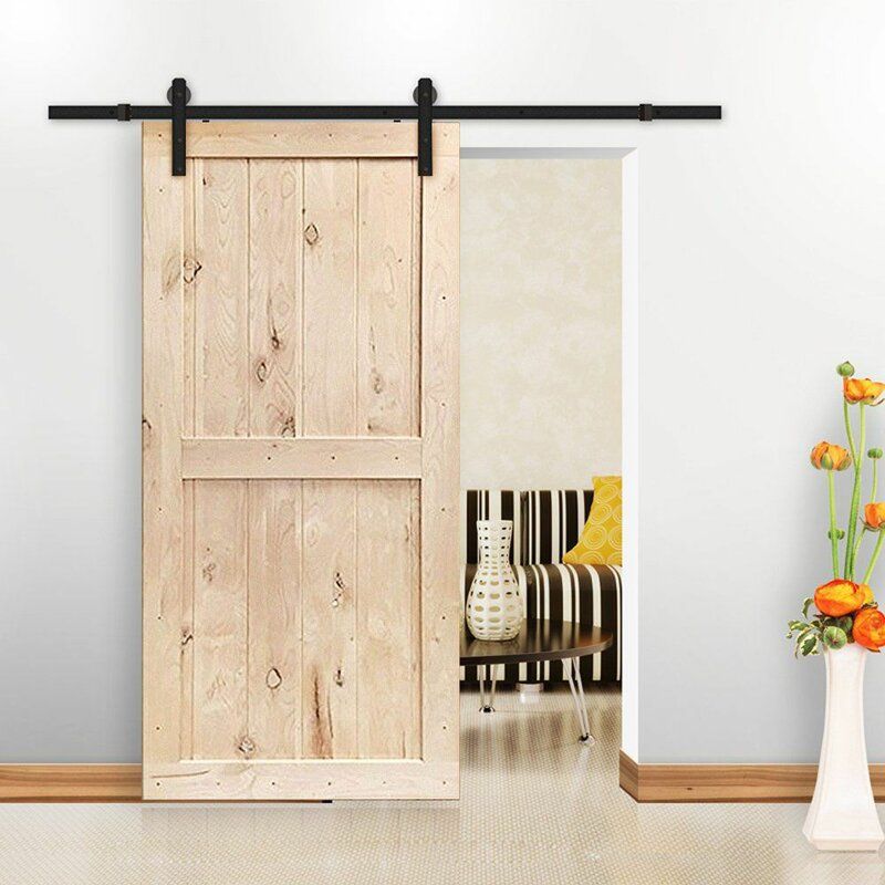 Paneled Wood Unfinished Barn Door without Installation Hardware Kit thumbnail 3