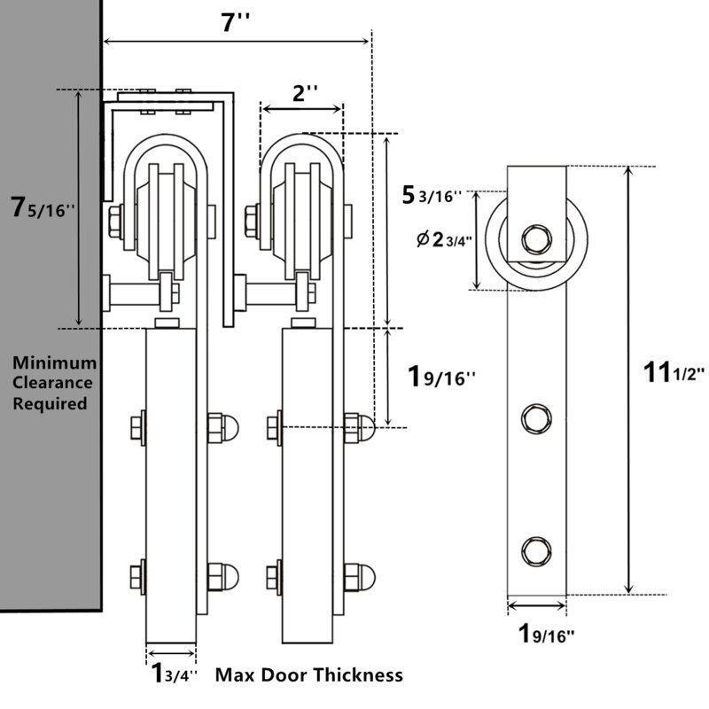 Classic Bypass Barn Door Hardware Kit thumbnail 2