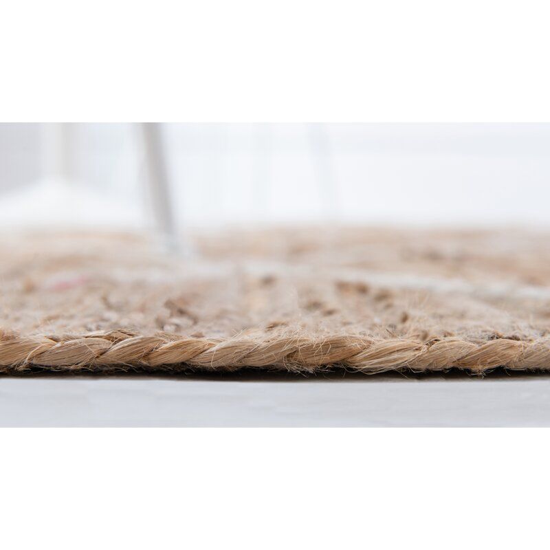 Geometric Braided Jute NaturalIvory Indoor Outdoor Area Rug-8'x11' thumbnail 4