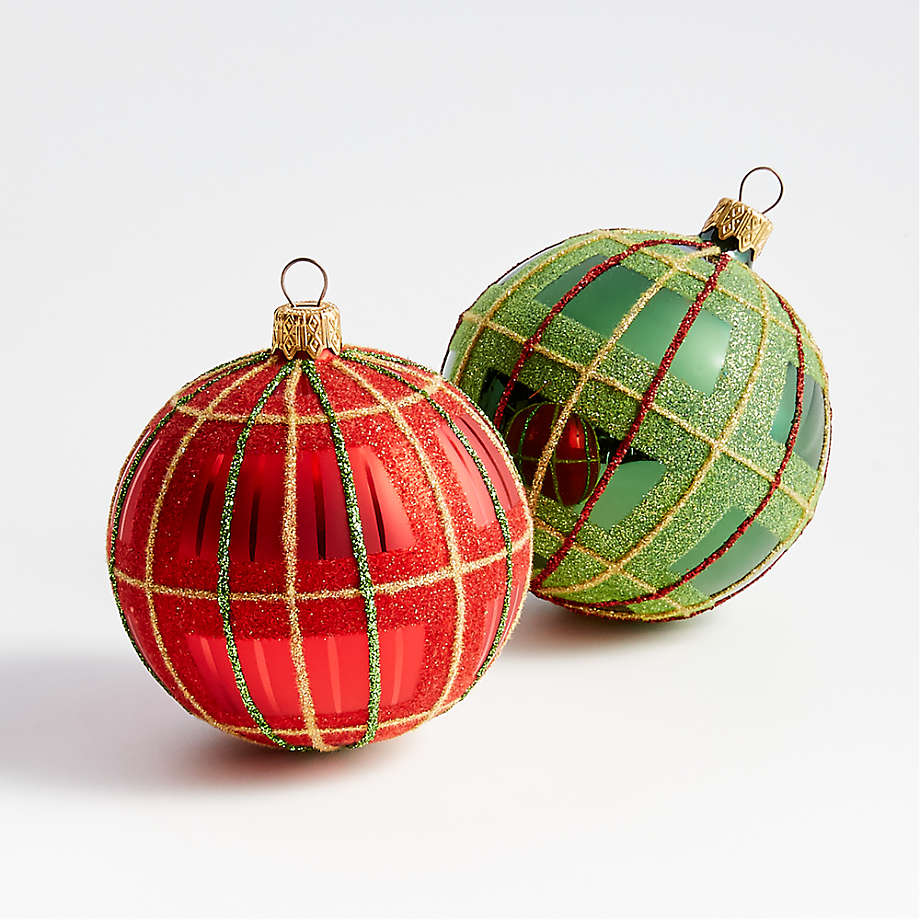 Glitter Plaid Ball Ornaments thumbnail 2