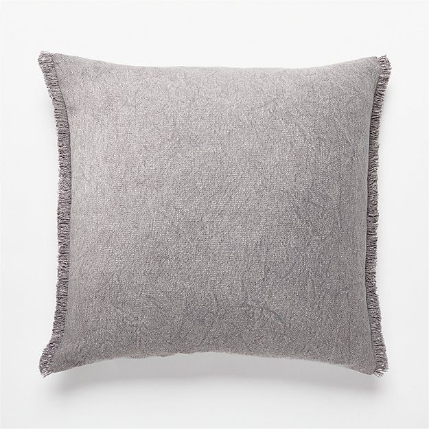 Flota grey fringe pillow with down alternative insert thumbnail 4
