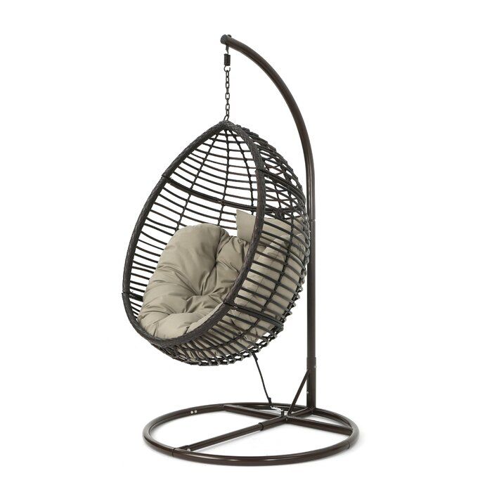 Weller Outdoor Wicker Basket Swing Chair with Stand thumbnail 2