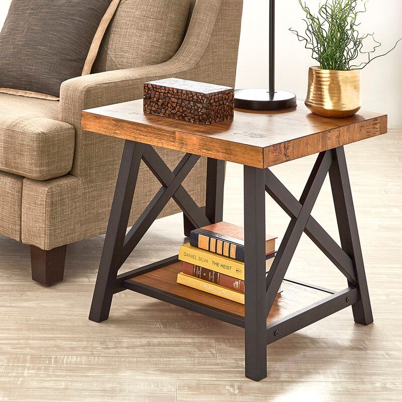 Isakson Trestle End Table with Storage thumbnail 4