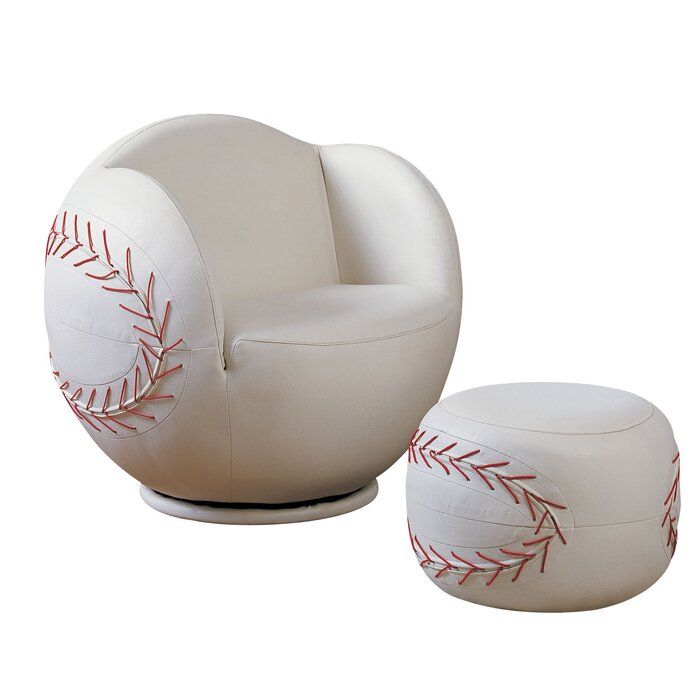 Scheetz 29 W Faux Leather Swivel Barrel Chair and Ottoman thumbnail 3
