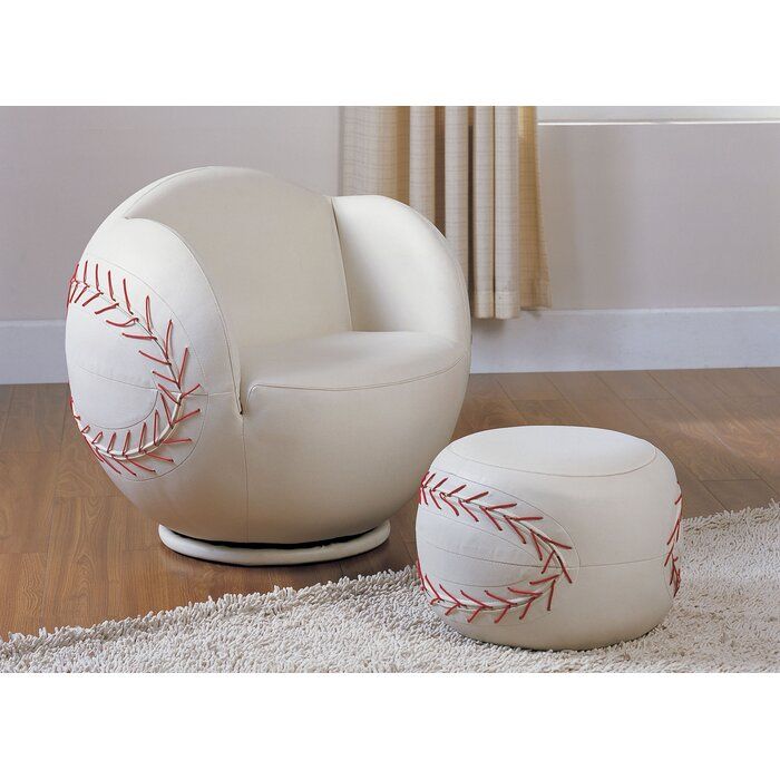 Scheetz 29 W Faux Leather Swivel Barrel Chair and Ottoman thumbnail 4