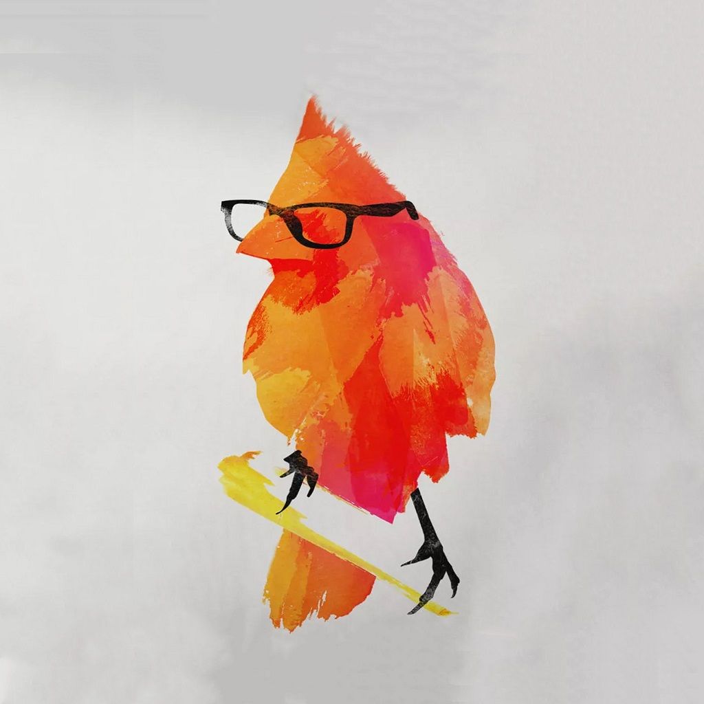 Orange Robert Farkas Punk Bird Throw Pillow With Insert-20"x20" thumbnail 4