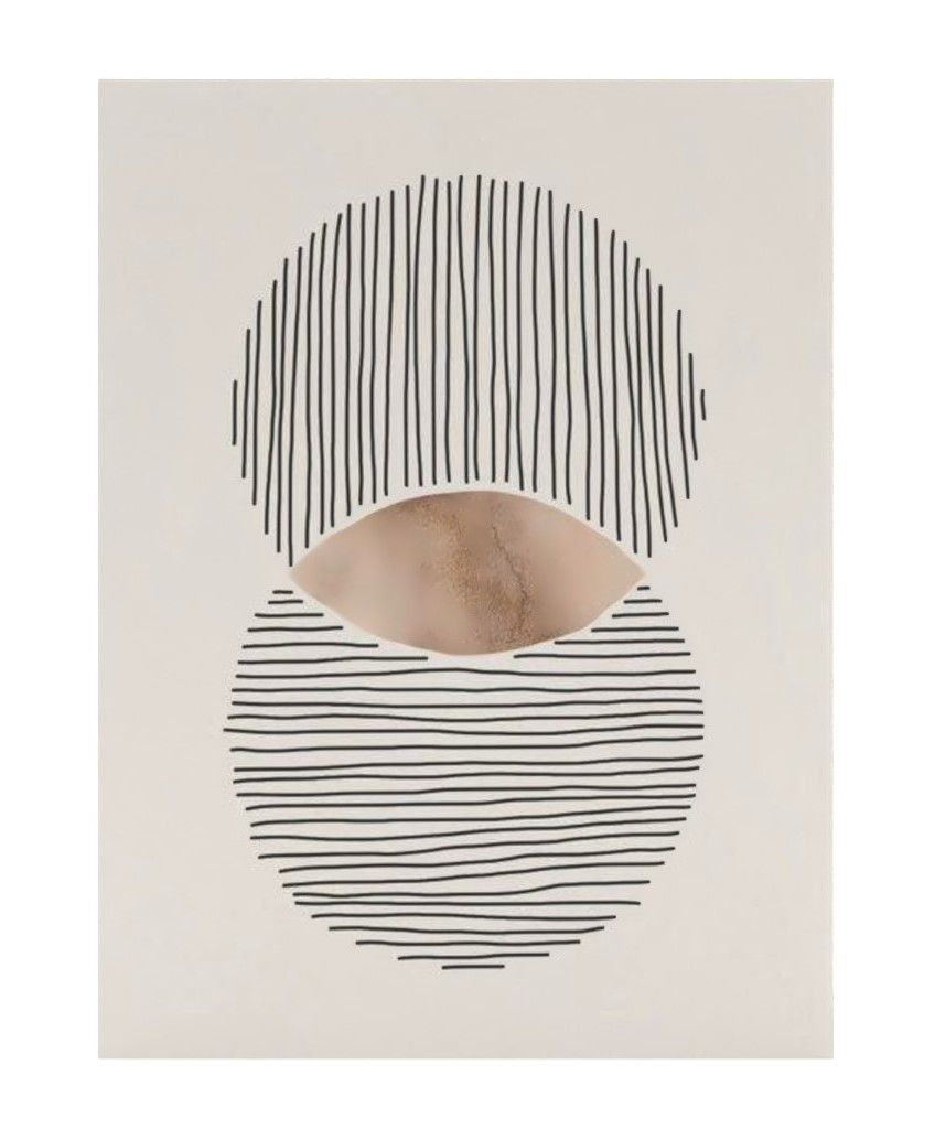 Abstract circle and lines in marble on cream poster thumbnail 2