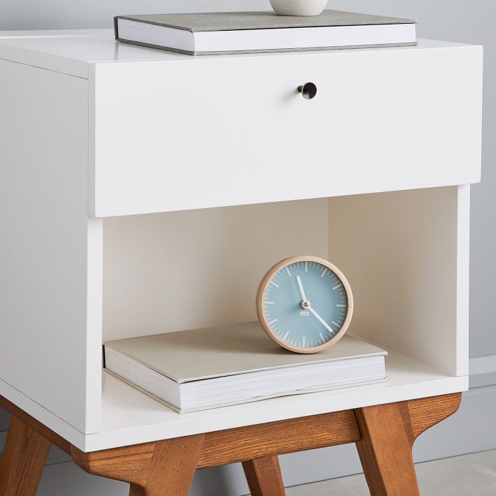 Modern Nightstand White Lacquer thumbnail 3