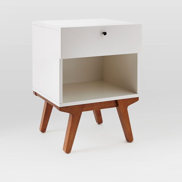 Modern Nightstand White Lacquer thumbnail 7