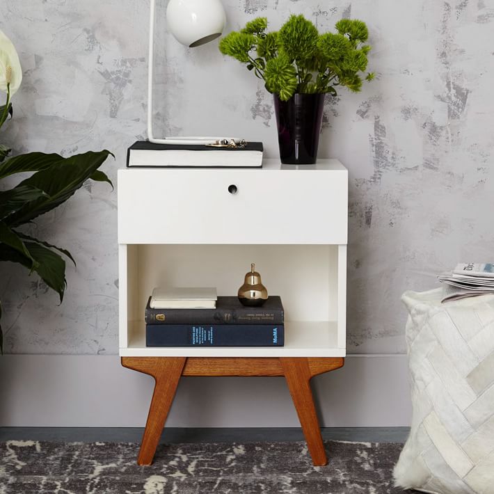 Modern Nightstand White Lacquer thumbnail 8