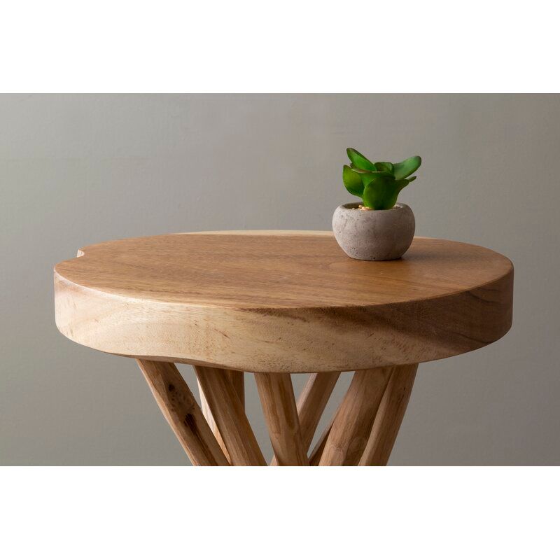 Aloysius Solid Wood Pedestal End Table thumbnail 2