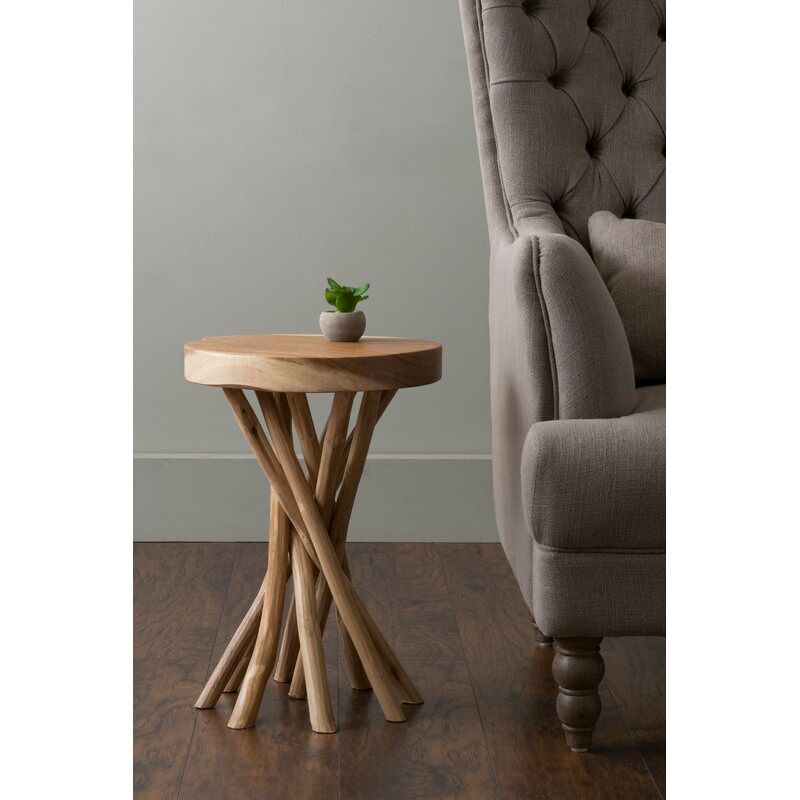 Aloysius Solid Wood Pedestal End Table thumbnail 3