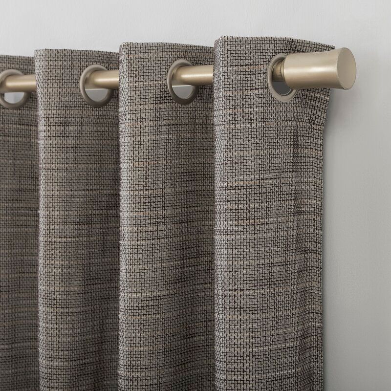 Abihail Burlap Weave Geometric Max Blackout Thermal Grommet Single Curtain Panel thumbnail 3