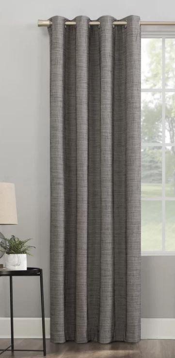 Abihail Burlap Weave Geometric Max Blackout Thermal Grommet Single Curtain Panel thumbnail 5